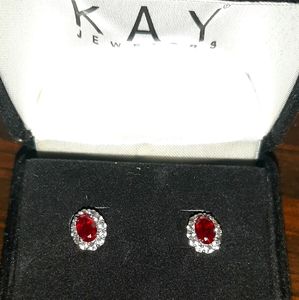 Garnet & diamond studs